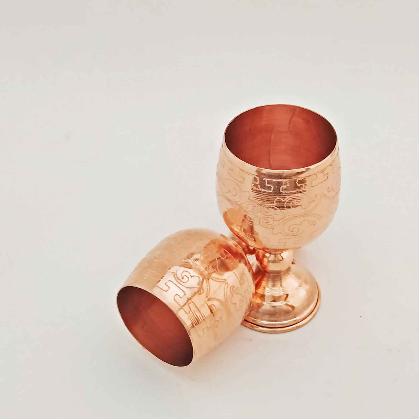 Price and Buy Set of 4 Handcrafted Persian Copper Wine Glass Stemware – Hammered Model Nasim - Image 3