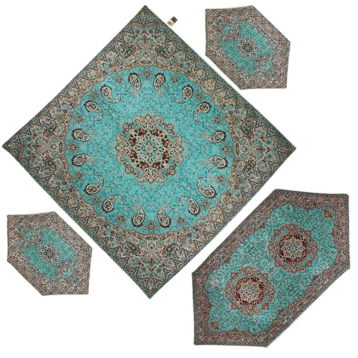 Price and Buy Set of 4 Termeh Tablecloth Luxurious with Persian Paisley Pattern Karmania