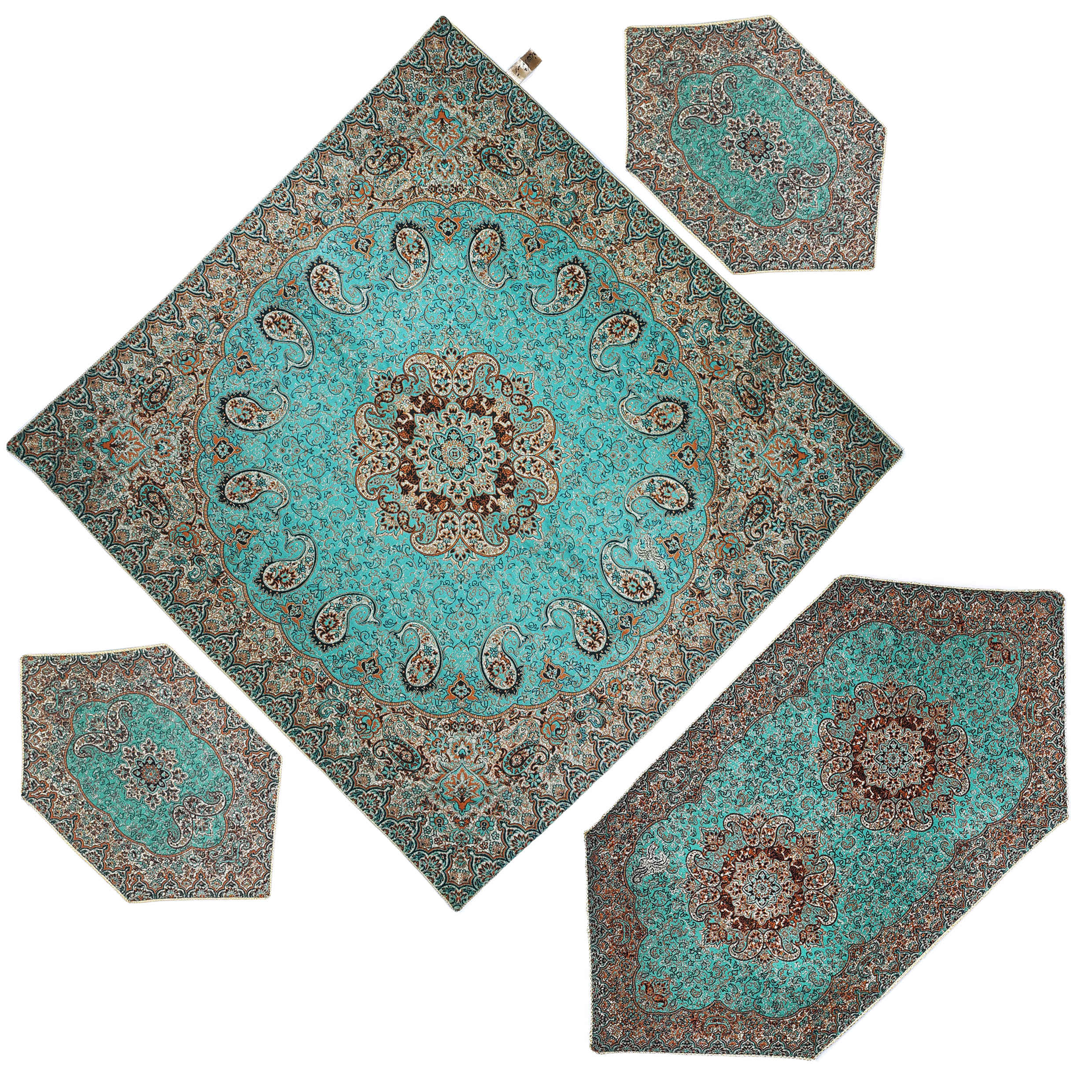 Price and Buy Set of 4 Termeh Tablecloth Luxurious with Persian Paisley Pattern Karmania