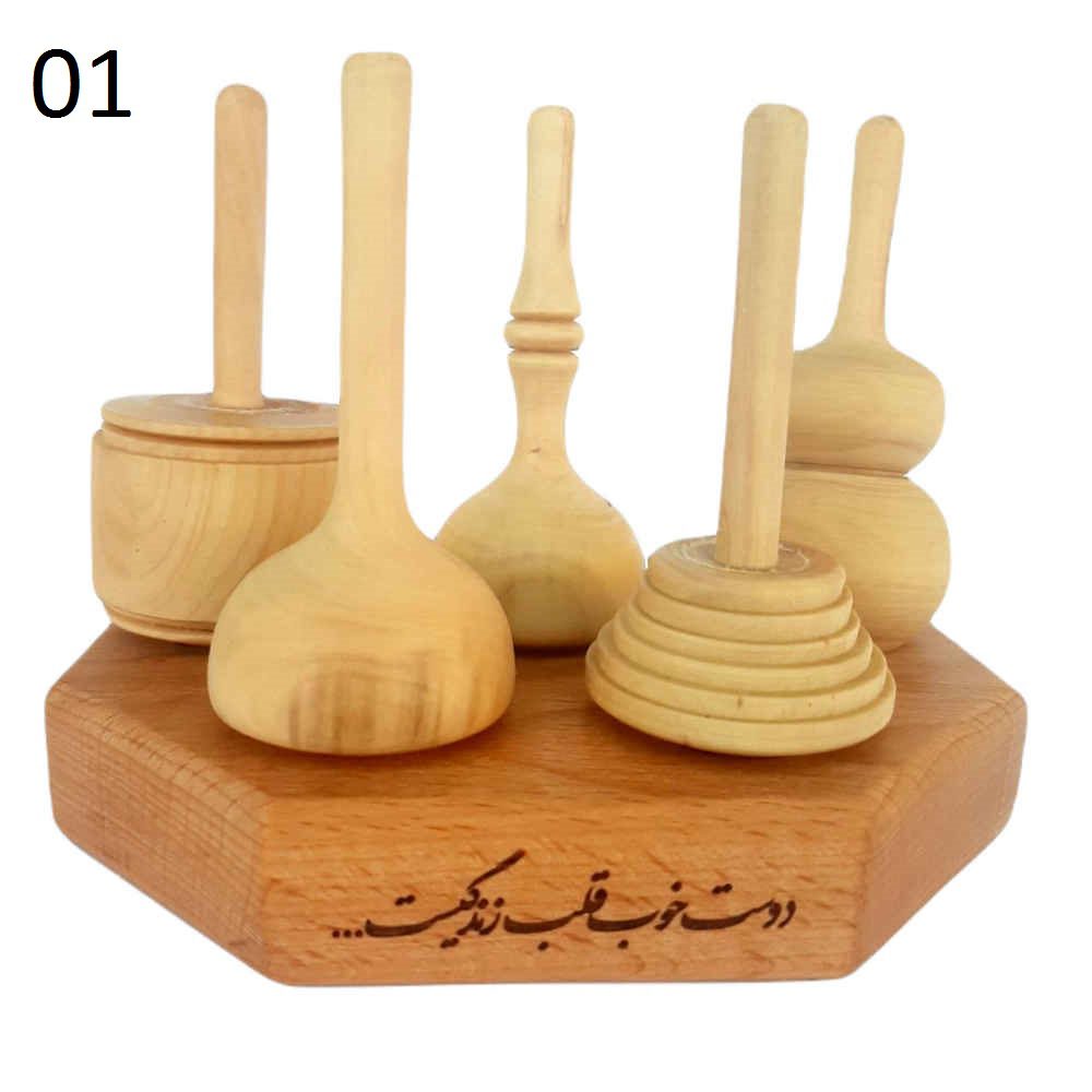 Price and Buy Set of 5 Classic Persian Wooden Spinning Tops – Traditional Handcrafted Toys - Image 3