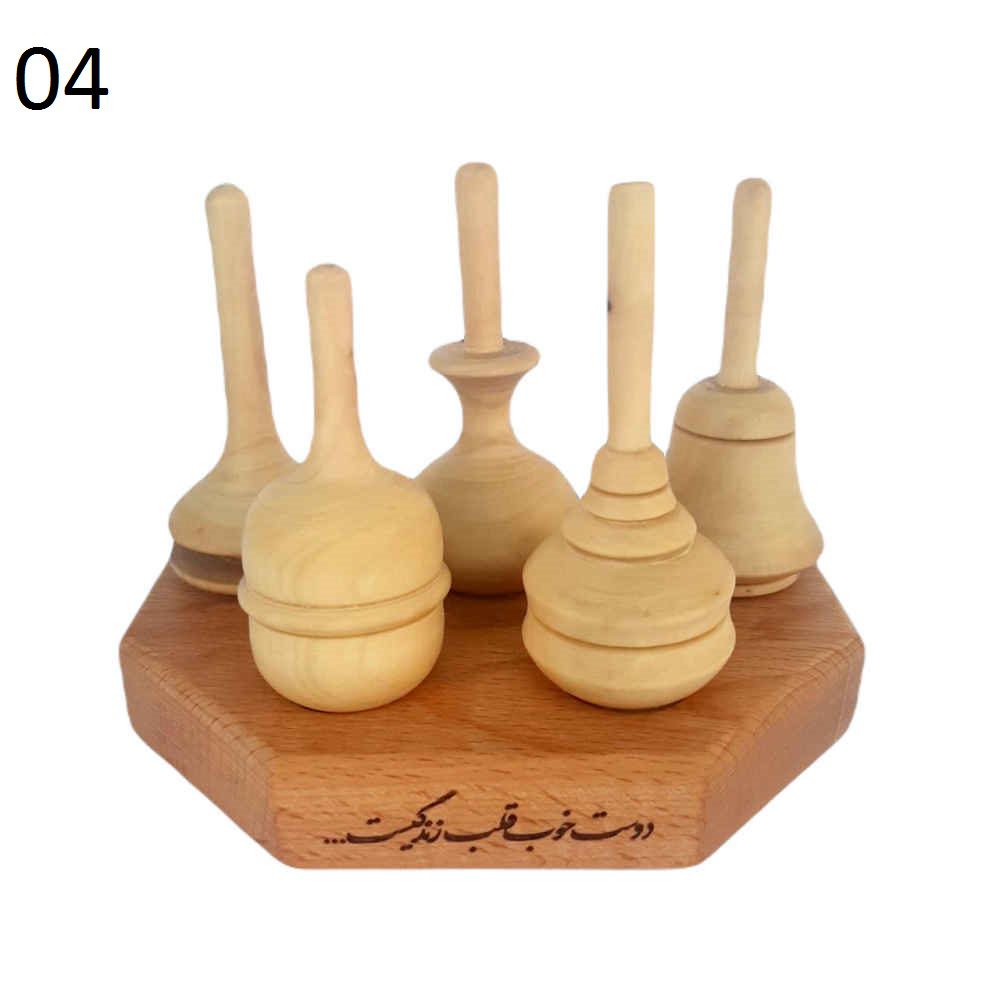 Price and Buy Set of 5 Classic Persian Wooden Spinning Tops – Traditional Handcrafted Toys - Image 6