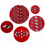 Price and Buy Set of 5 Hand-Painted Decorative Pottery Wall Plate Geometric Persian Design