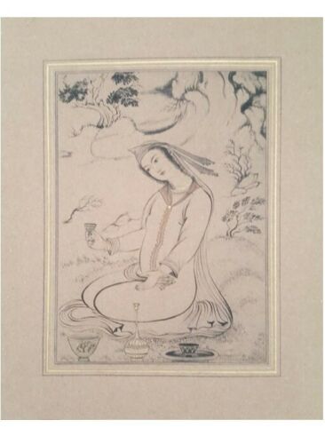 Price and Buy Set of 5 Original Persian Safavid Art Paintings: Watercolor and Gouache on Cardboard - Image 4