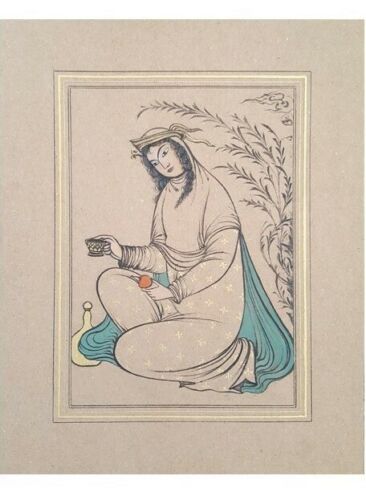 Price and Buy Set of 5 Original Persian Safavid Art Paintings: Watercolor and Gouache on Cardboard - Image 6