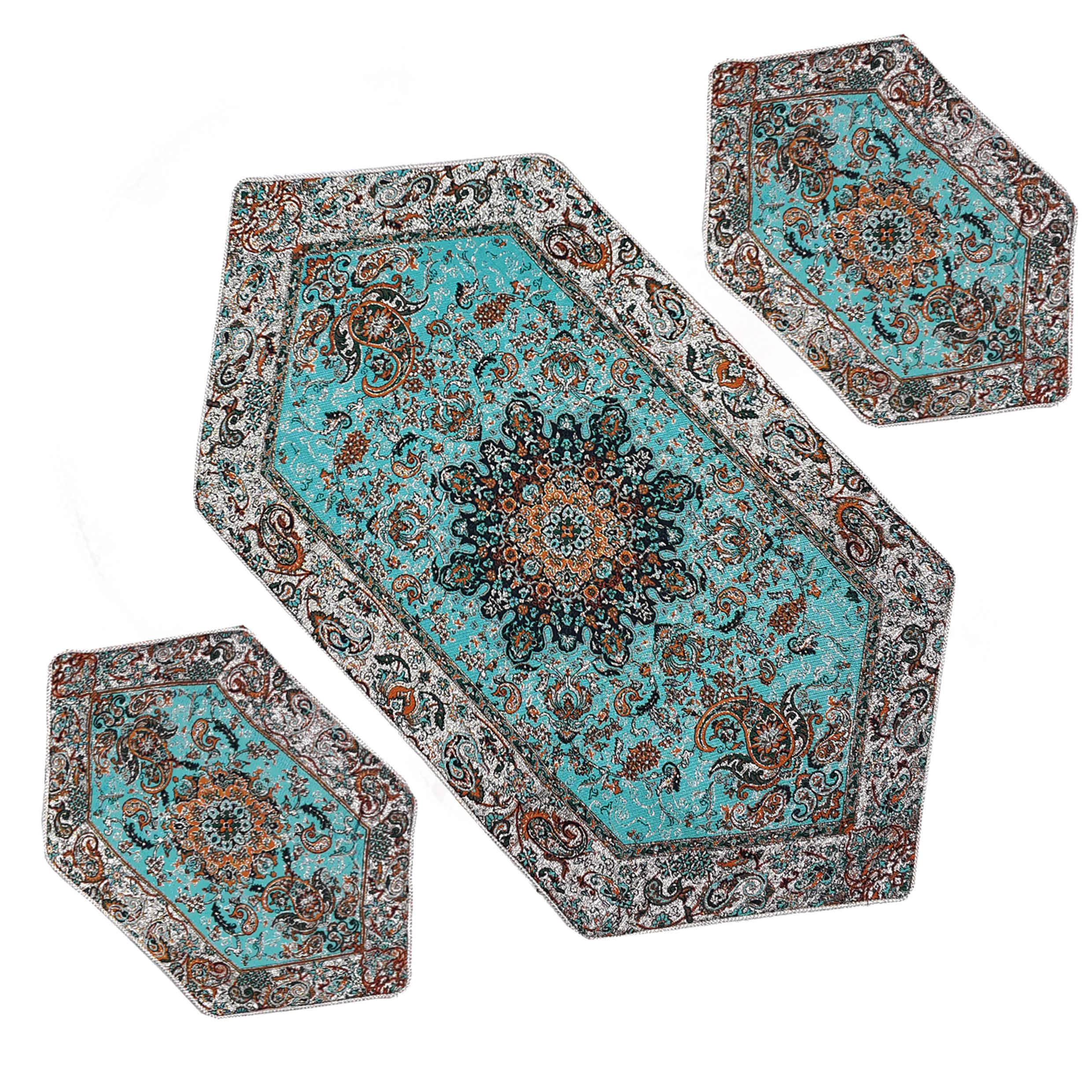 Price and Buy Set of 5 Termeh Tablecloth Luxurious with Persian Paisley Pattern Soren - Image 5