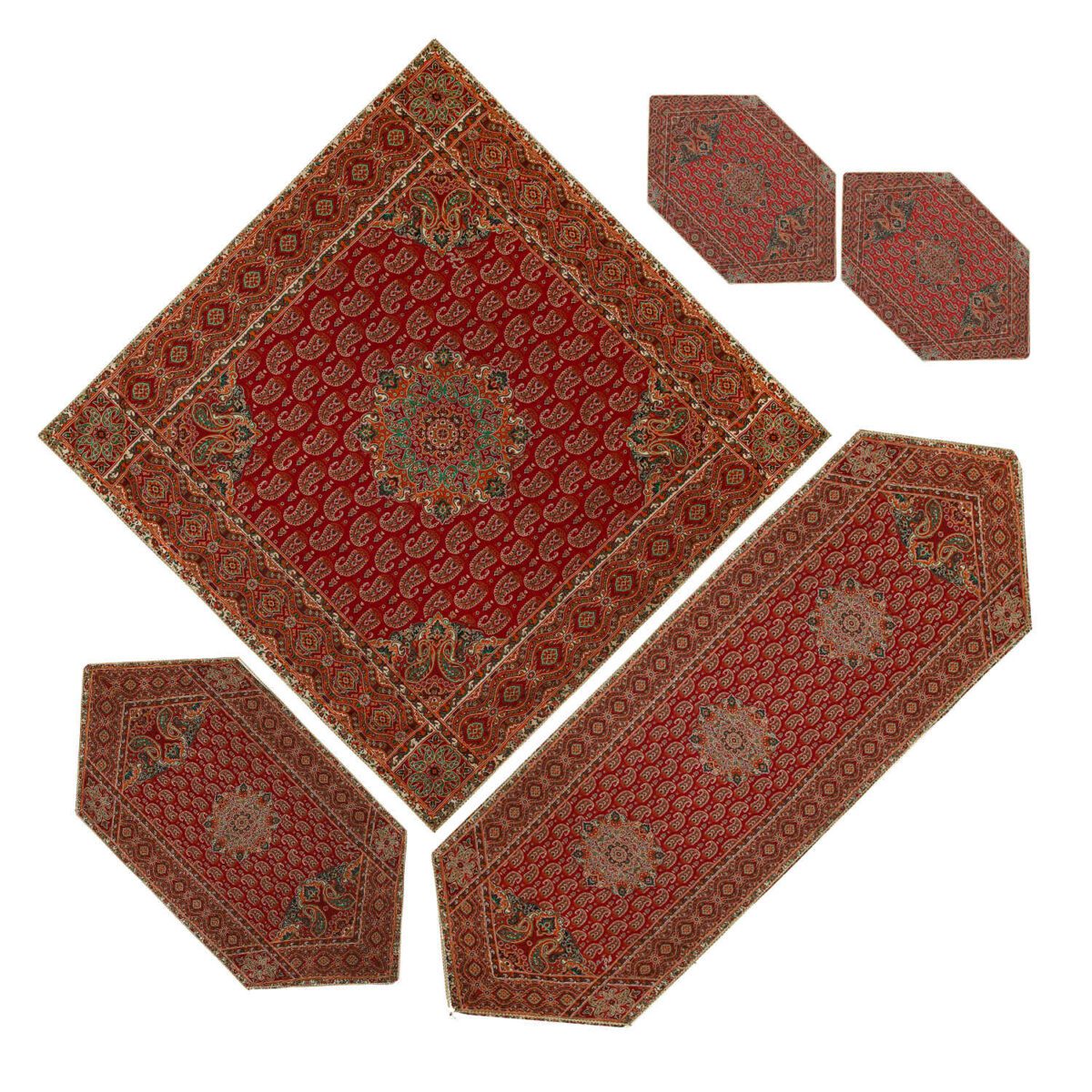 Price and Buy Set of 5 Yazd Termeh Tablecloth Luxurious with Floral Pattern Ghp