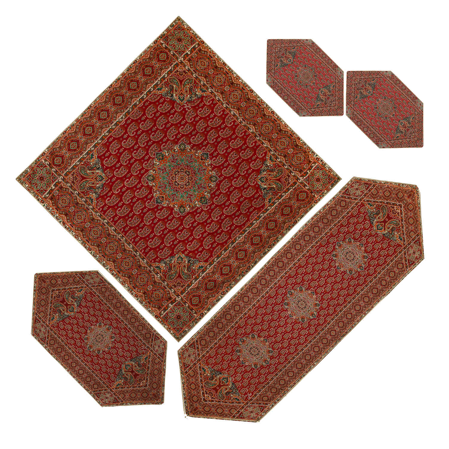 Price and Buy Set of 5 Yazd Termeh Tablecloth Luxurious with Floral Pattern Ghp