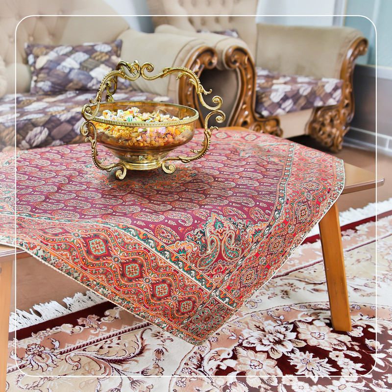 Price and Buy Set of 5 Yazd Termeh Tablecloth Luxurious with Floral Pattern Ghp - Image 4