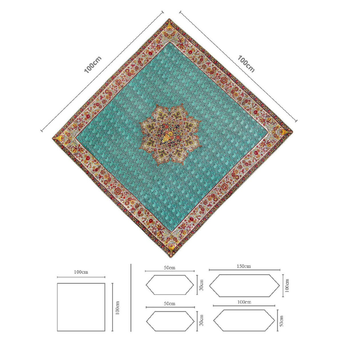 Price and Buy Set of 5 Yazd Termeh Tablecloth Luxurious with Floral Pattern - Image 4