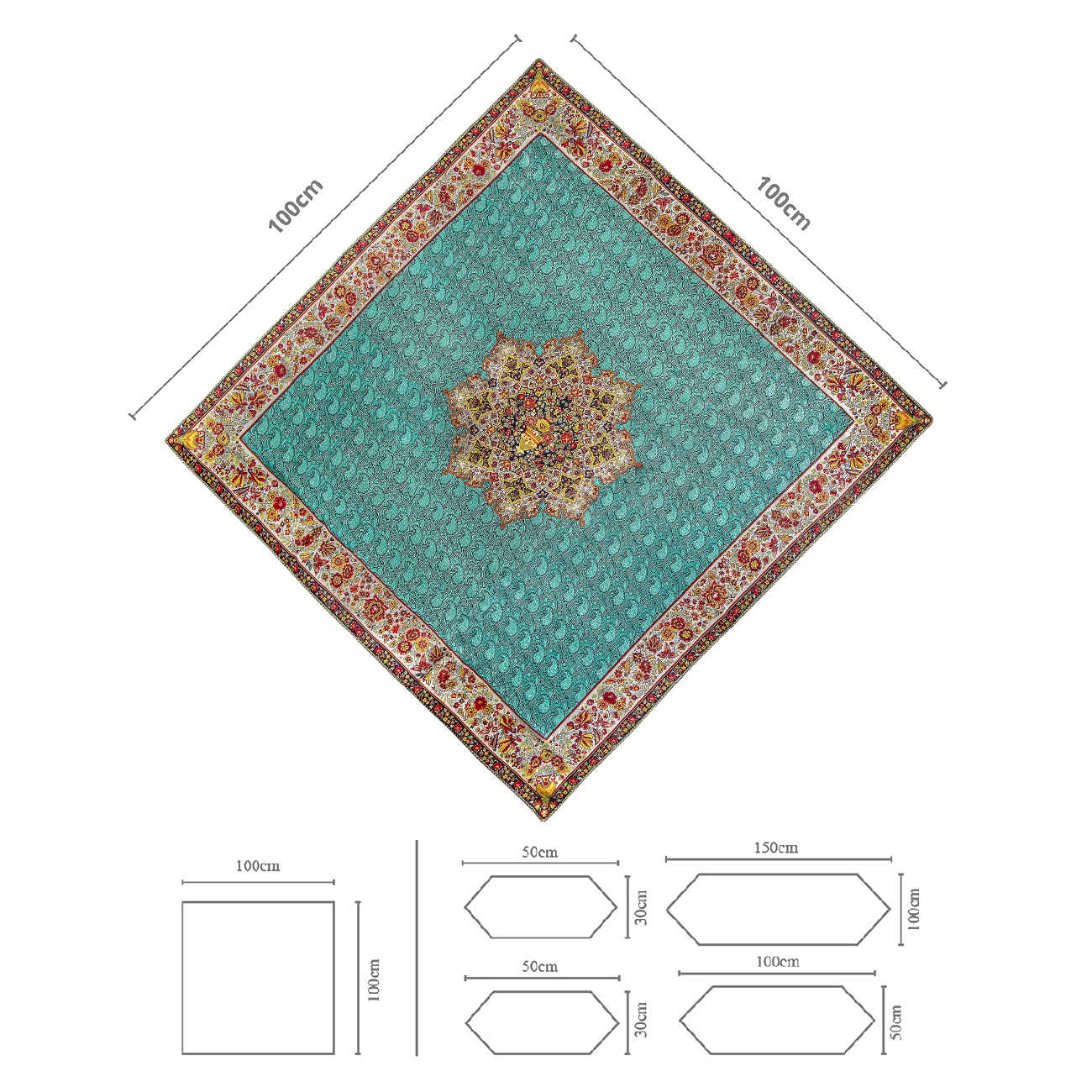 Price and Buy Set of 5 Yazd Termeh Tablecloth Luxurious with Floral Pattern - Image 4