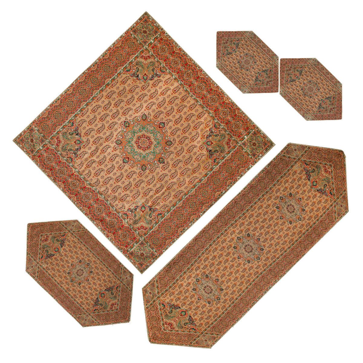 Price and Buy Set of 5 Yazd Termeh Tablecloth Luxurious with Floral Pattern