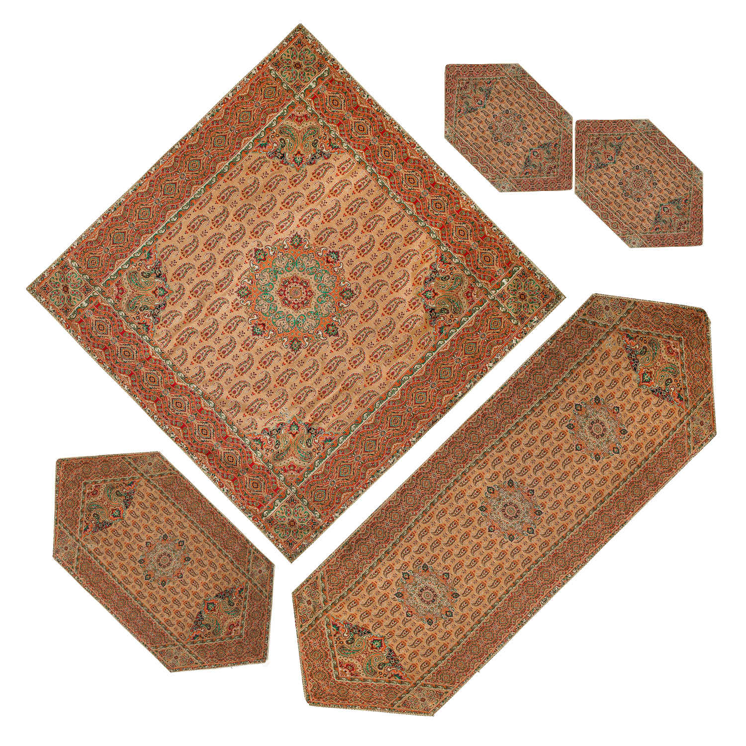 Price and Buy Set of 5 Yazd Termeh Tablecloth Luxurious with Floral Pattern