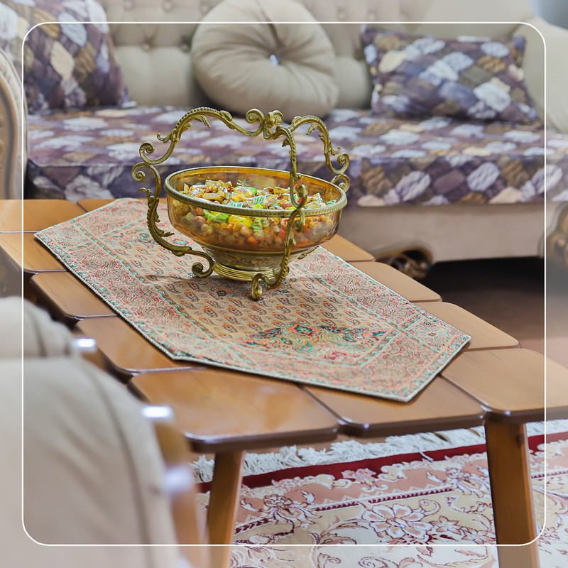 Price and Buy Set of 5 Yazd Termeh Tablecloth Luxurious with Floral Pattern - Image 4
