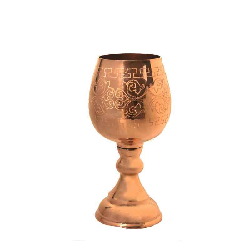 Price and Buy Set of 6 Handcrafted Persian Copper Wine Glass Stemware – Hammered Model Blossom - Image 3
