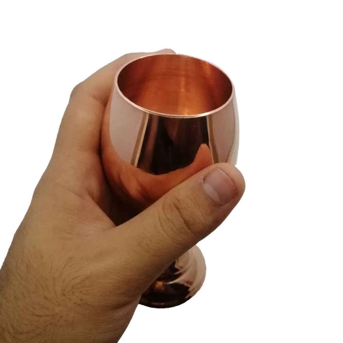 Price and Buy Set of 6 Handcrafted Persian Copper Wine Glass Stemware – Hammered Model Glossy - Image 3