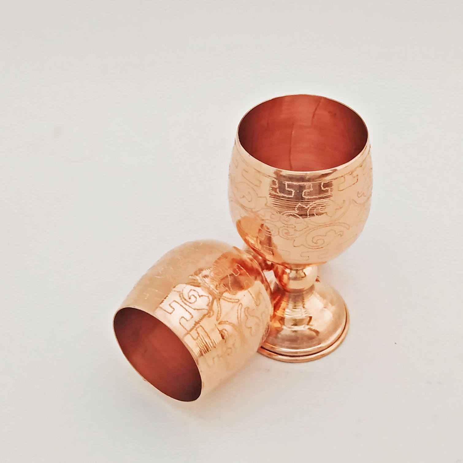 Price and Buy Set of 6 Handcrafted Persian Copper Wine Glass Stemware – Hammered Model Taban - Image 3