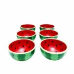 Price and Buy Set of 6 Handmade Decorative Pottery Bowls Watermelon II