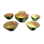 Price and Buy Set of 6 Handmade Decorative Pottery Bowls Yellow Watermelon