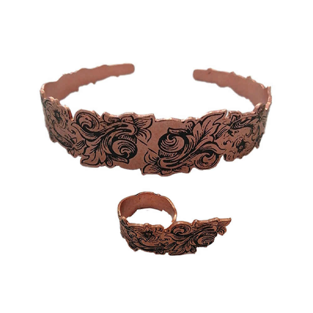 Price and Buy Set of Copper Bracelet & Ring Model Bahar