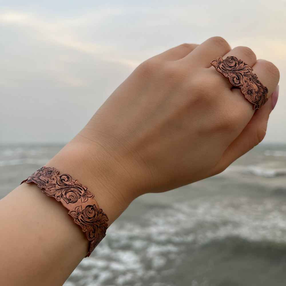 Price and Buy Set of Copper Bracelet & Ring Model Bahar - Image 4