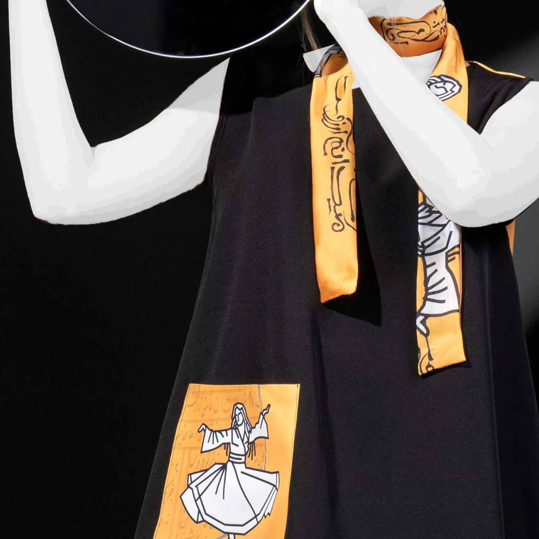Price and Buy Set of Dress & Neck Scarf for Women with Calligraphy Design