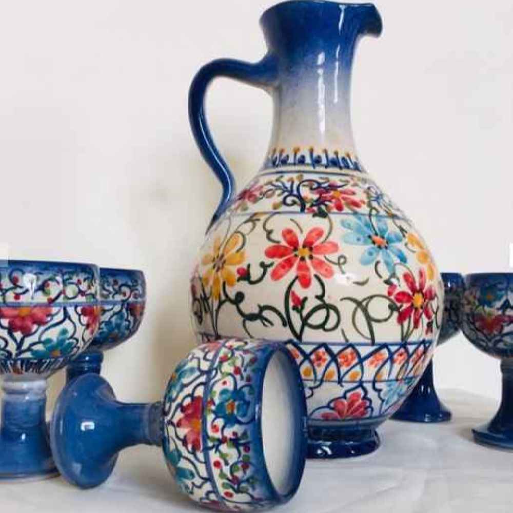 Price and Buy Set of Handcrafted Persian Pottery Pitcher & Cups Negin - Image 3
