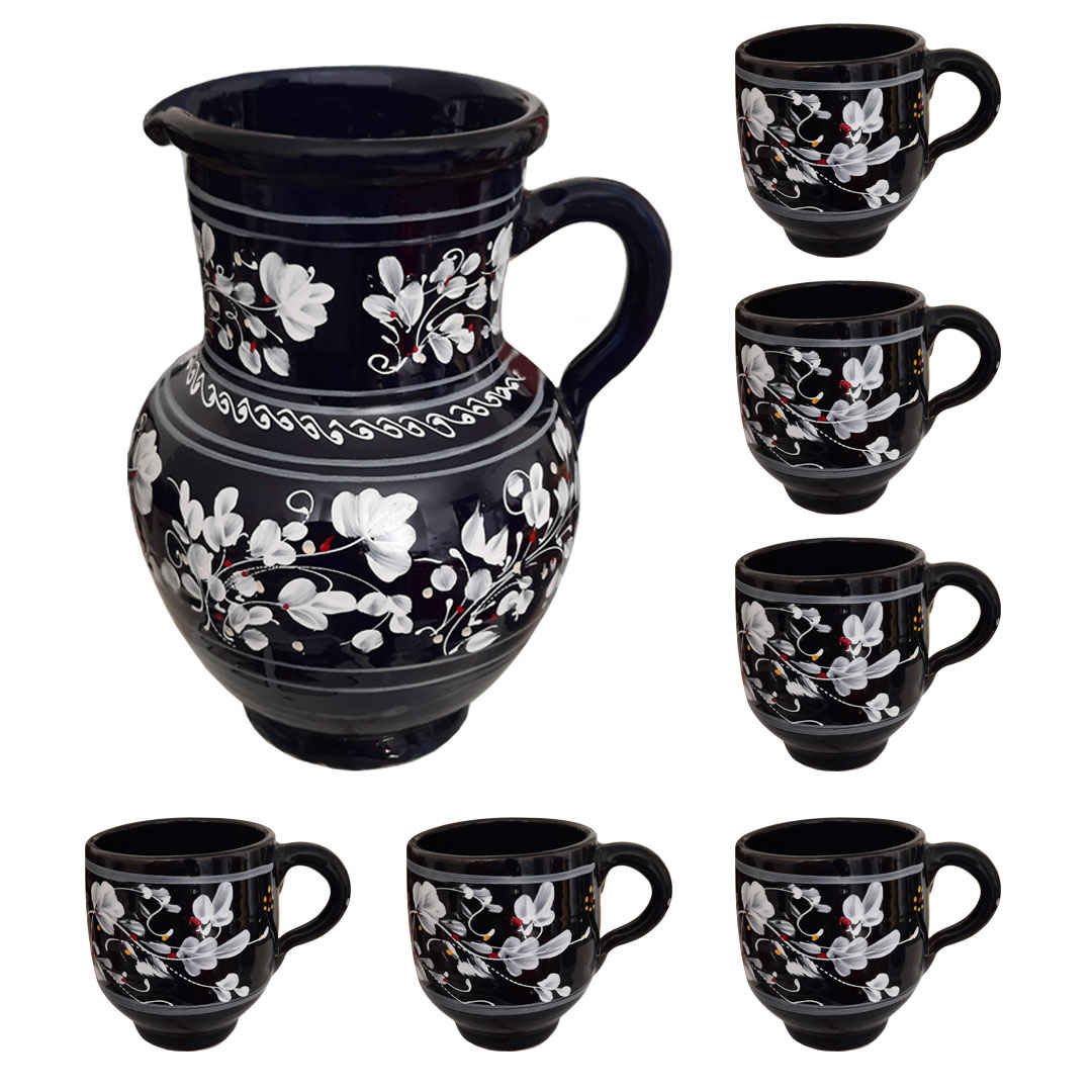 Price and Buy Set of Handcrafted Persian Pottery Pitcher & Cups Vafa