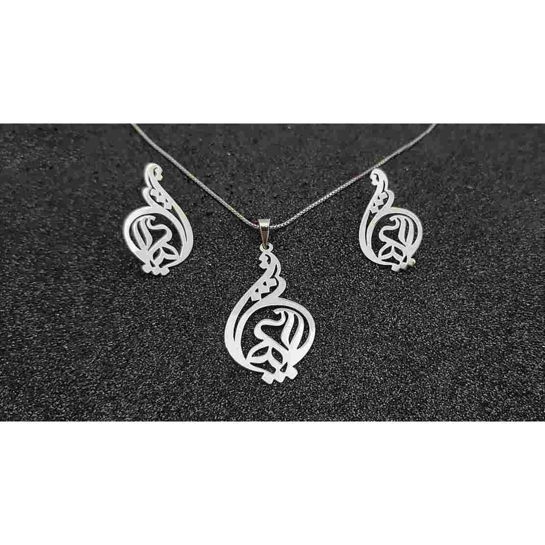 Price and Buy Set of Persian Silver Necklace & Earrings Model Ordibehsht Symbol - Image 3