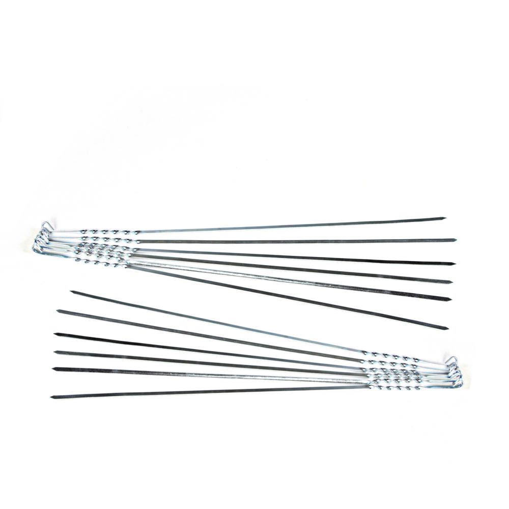 Price and Buy Set of Twelve Thin & Twisted Steel Skewers (52 cm) for Liver Kebab and Grilling