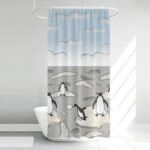 Price and Buy Shower Curtain for Bathroom Decor in Penguins Standing on Ice Floes Design