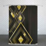Price and Buy Shower Curtain in Polyester for Privacy & Water Containment Geometric Black