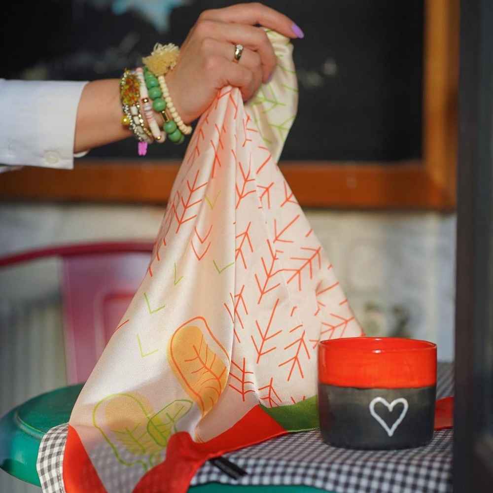 Price and Buy Silk Mini Scarf for Women – Artistic Luxe & Vibrant Design Paeezan - Image 4