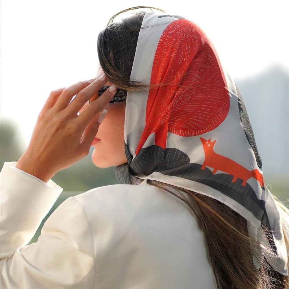 Price and Buy Silk Mini Scarf for Women – Artistic Luxe & Vibrant Design Zaghak