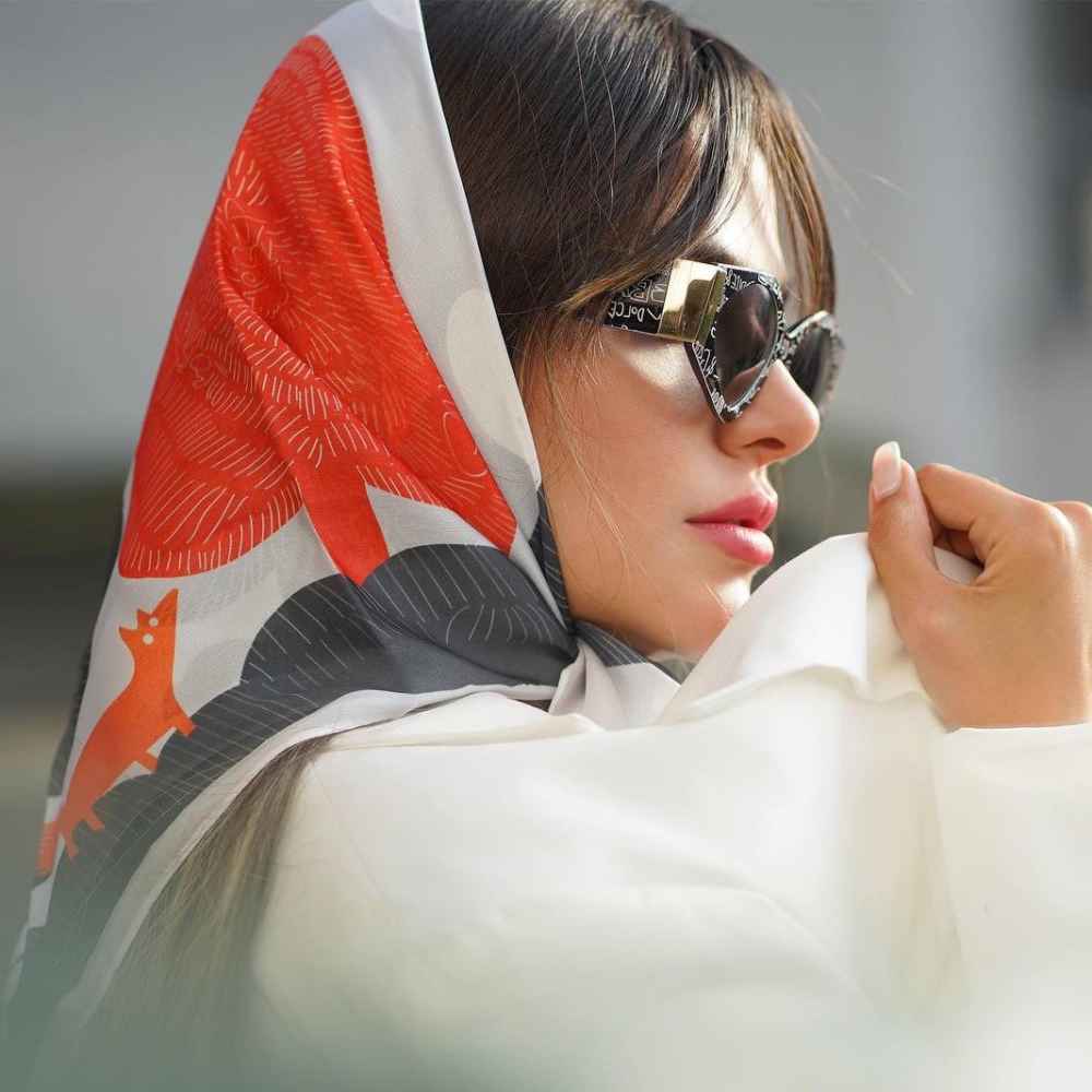 Price and Buy Silk Mini Scarf for Women – Artistic Luxe & Vibrant Design Zaghak - Image 4