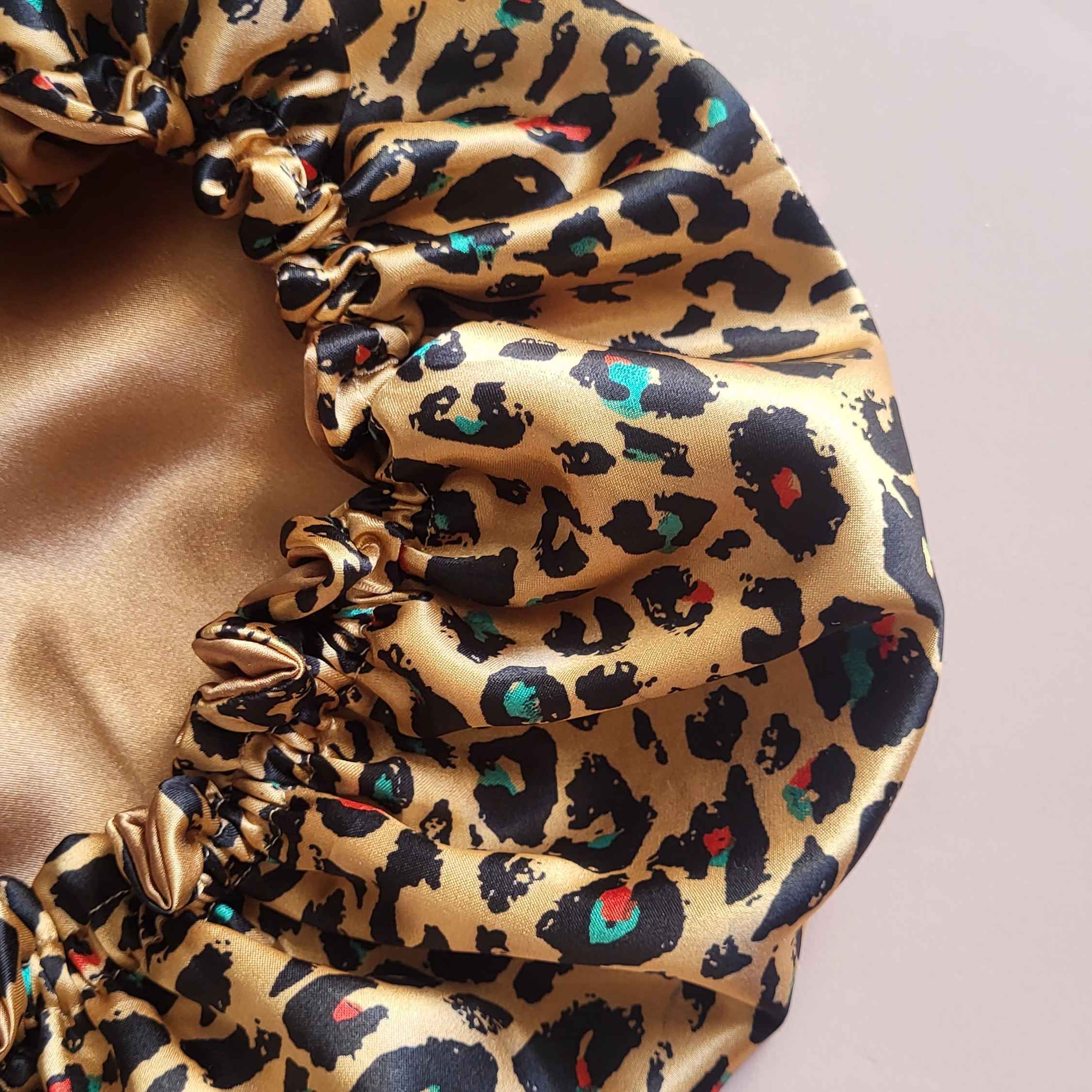 Price and Buy Silk Satin Bonnet Night Sleep Hat for Women in Leopard Design - Image 3