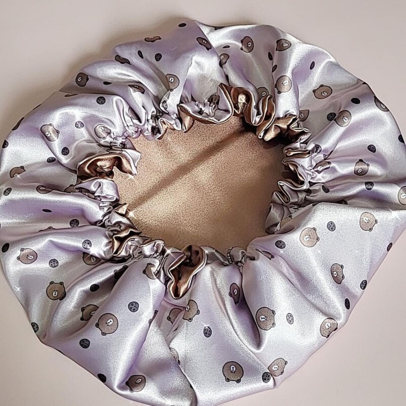 Price and Buy Silk Satin Bonnet Sleeping Hat for Hair Protection in Teddy Bear Motifs