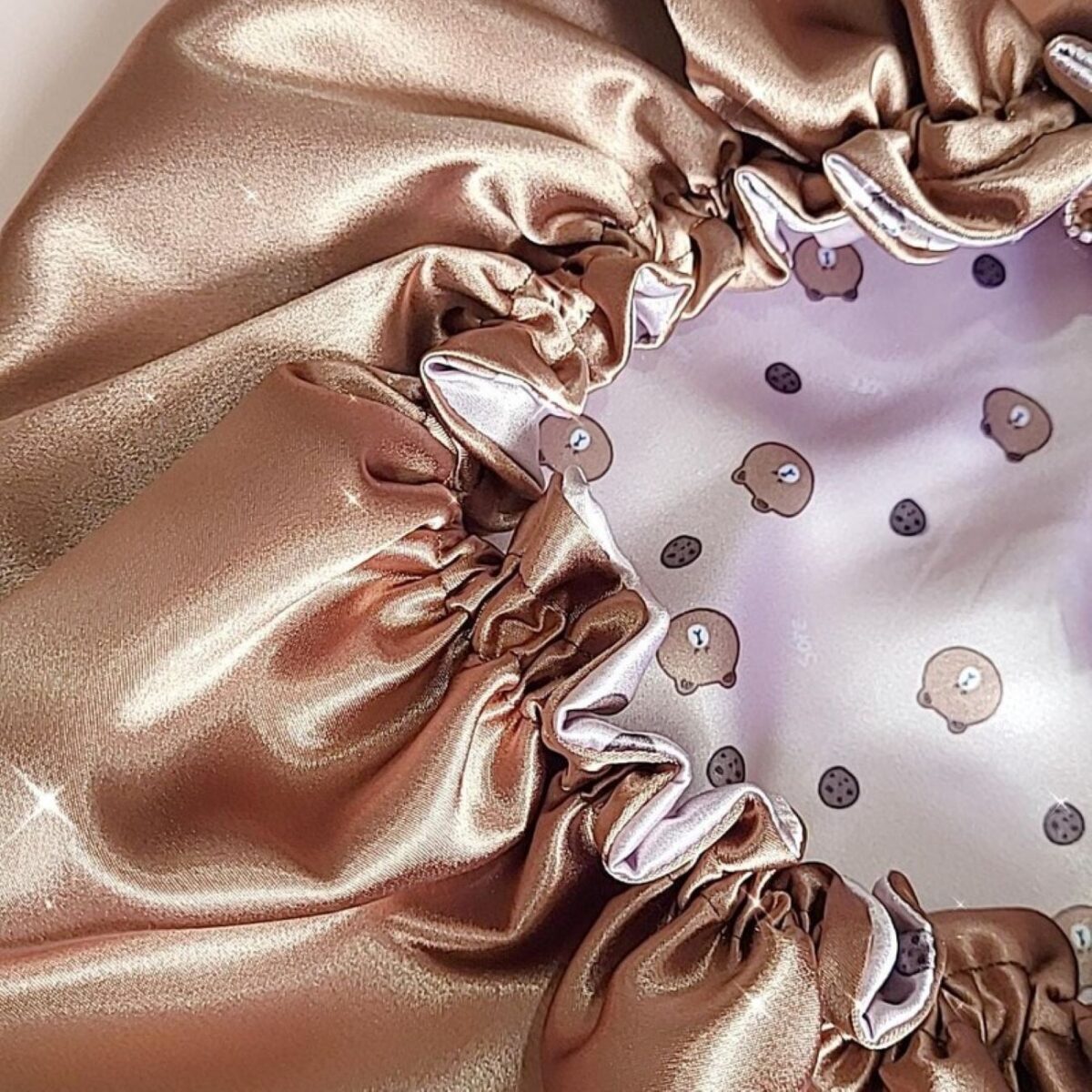 Price and Buy Silk Satin Bonnet Sleeping Hat for Hair Protection in Teddy Bear Motifs - Image 3
