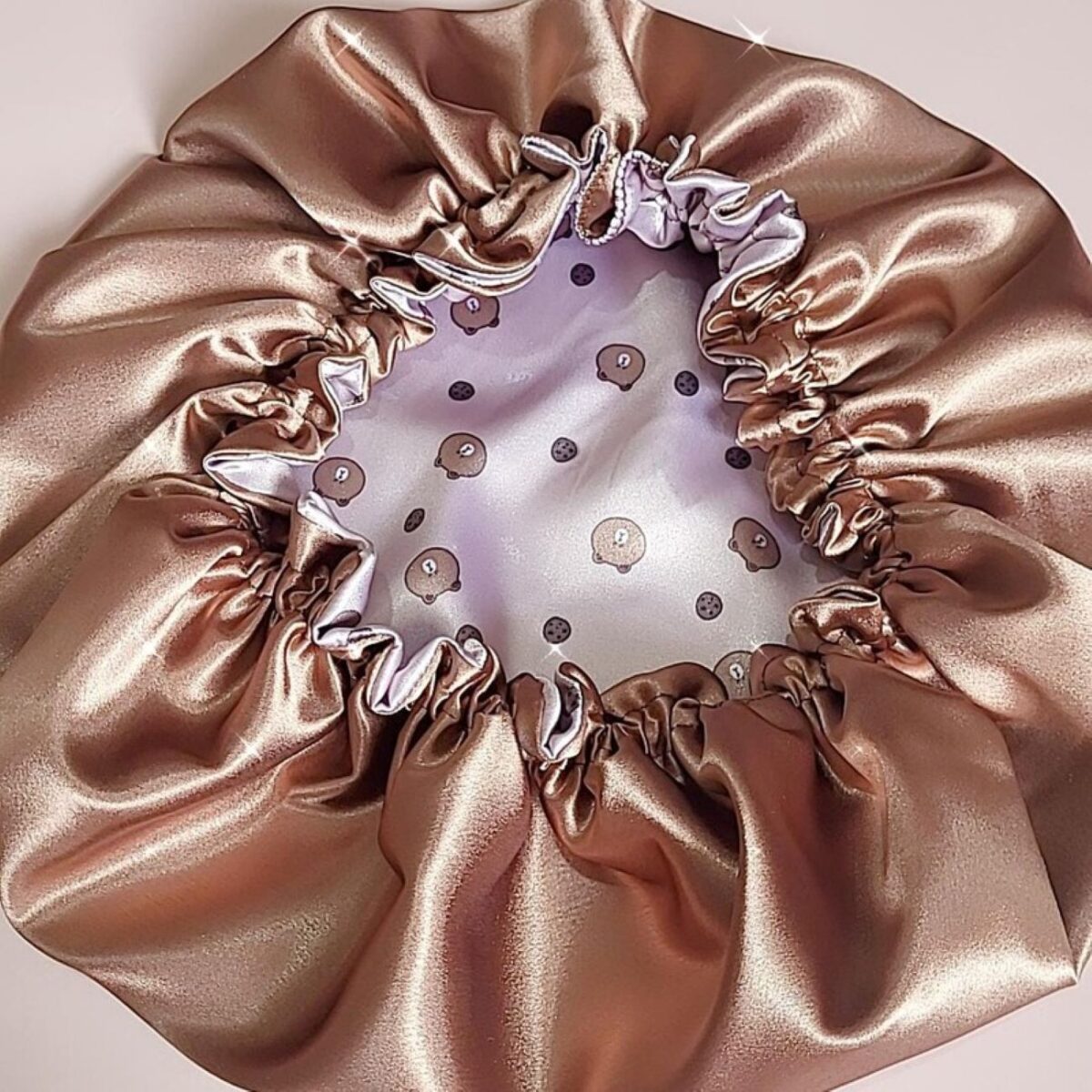 Price and Buy Silk Satin Bonnet Sleeping Hat for Hair Protection in Teddy Bear Motifs - Image 4