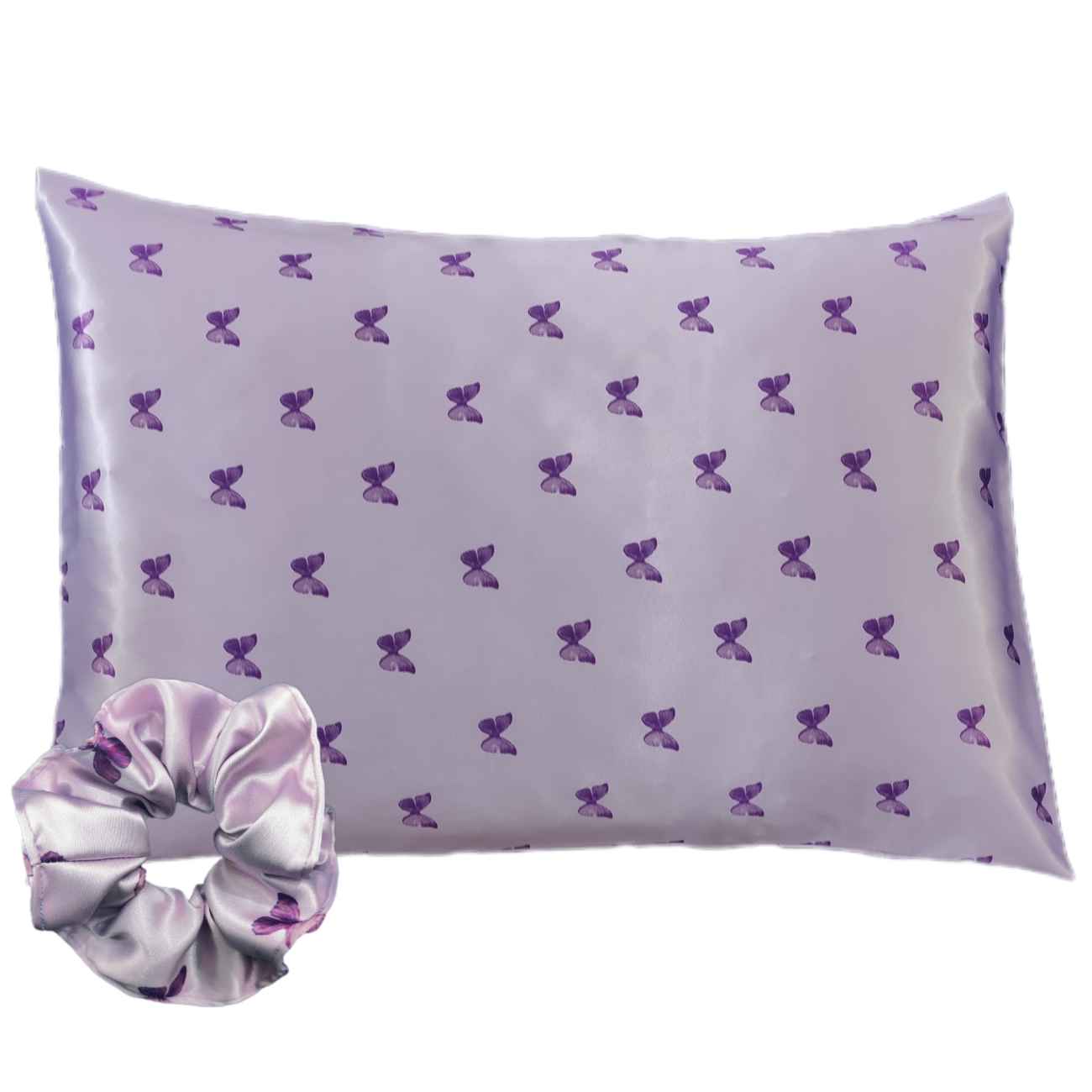 Price and Buy Silk Satin Pillowcase with Butterfly Design and Hair Tie (Pack of 2)_6901585587532.jpeg Price and Buy Silk Satin Pillowcase with Butterfly Design and Hair Tie (Pack of 2) - Image 1