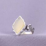 Price and Buy Silver Agate Ring Sharaf al-Shams with floral Pattern Ring Band for Man