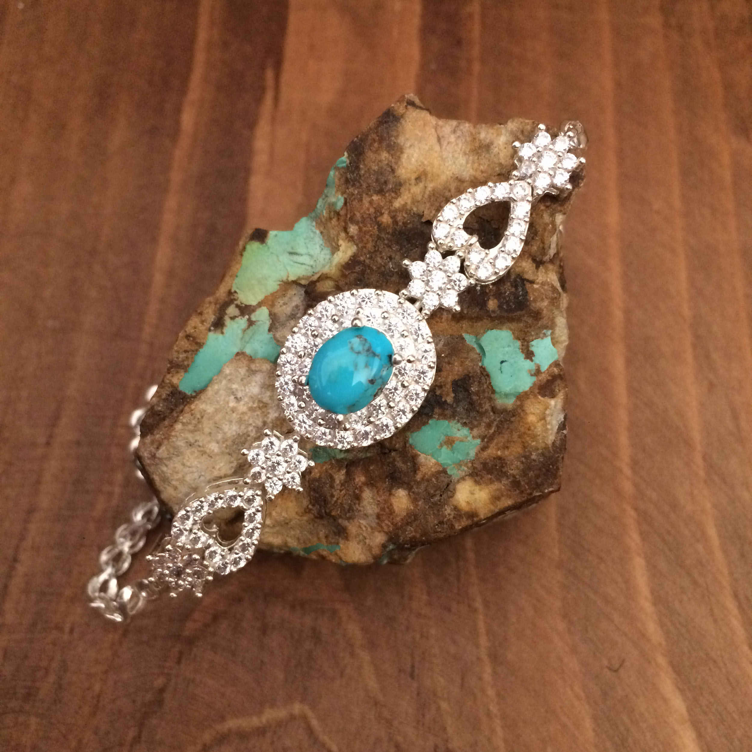 Price and Buy Silver Bracelet with Turquoise Gemstone for Women Afra - Image 3