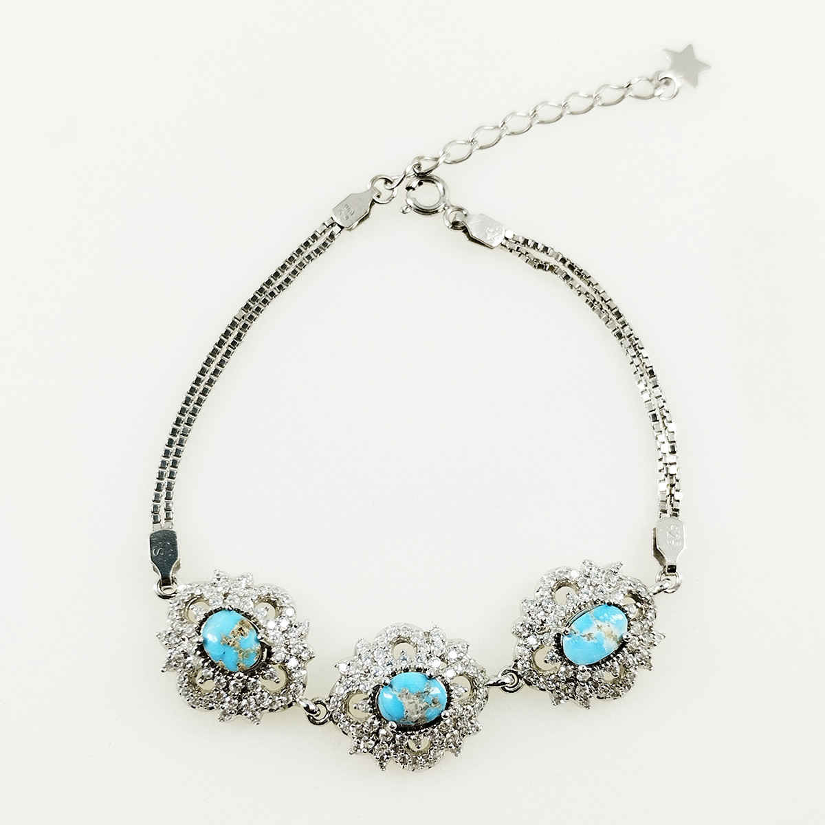 Price and Buy Silver Bracelet with Turquoise Gemstone for Women Baran
