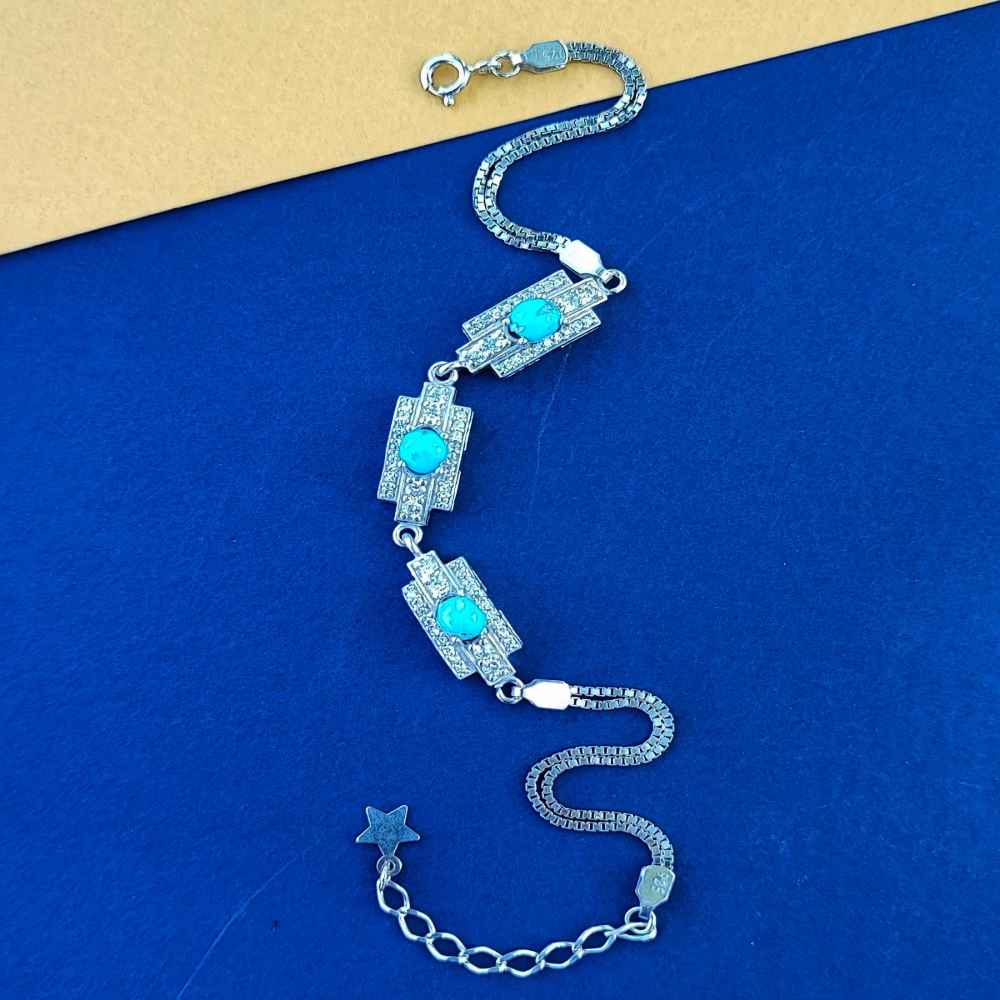 Price and Buy Silver Bracelet with Turquoise Gemstone for Women Dara - Image 3