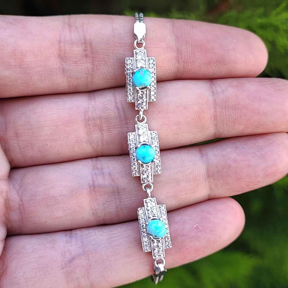 Price and Buy Silver Bracelet with Turquoise Gemstone for Women Dara - Image 4