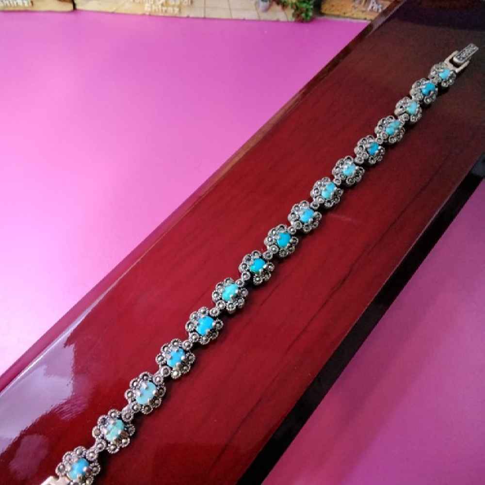 Price and Buy Silver Bracelet with Turquoise Gemstone for Women Gol - Image 3