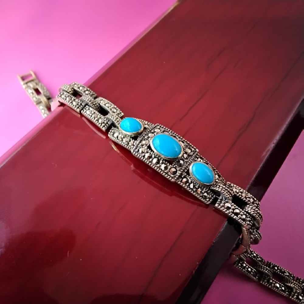 Price and Buy Silver Bracelet with Turquoise Gemstone for Women Hiva - Image 4