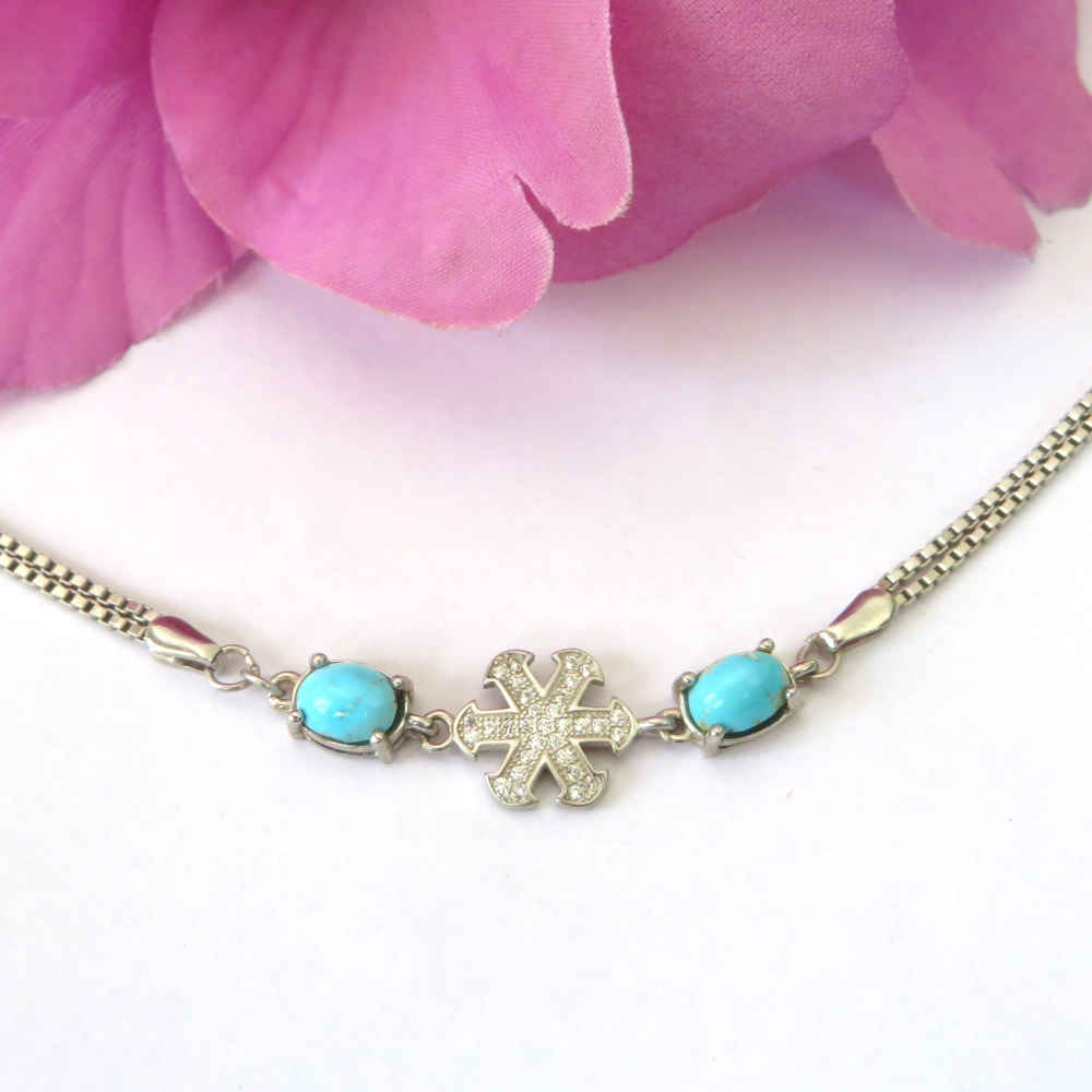 Price and Buy Silver Bracelet with Turquoise Gemstone for Women Kian - Image 3