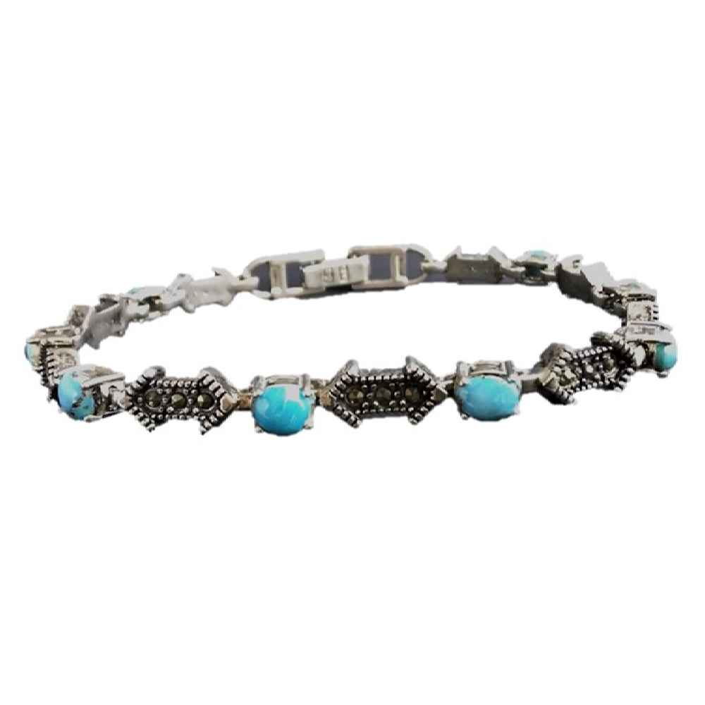 Price and Buy Silver Bracelet with Turquoise Gemstone for Women Ladan