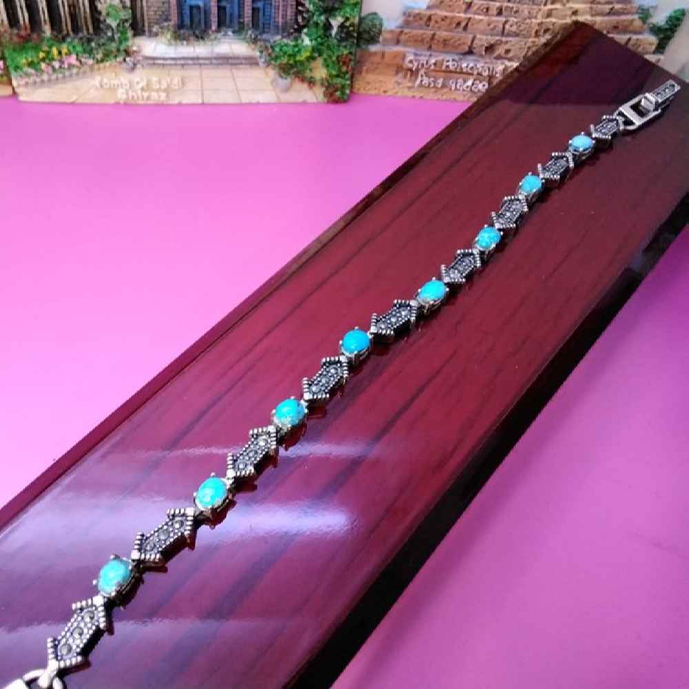 Price and Buy Silver Bracelet with Turquoise Gemstone for Women Ladan - Image 3