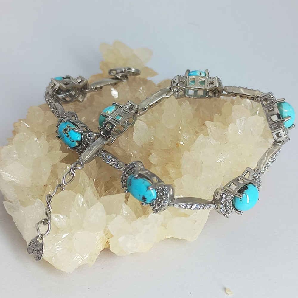 Price and Buy Silver Bracelet with Turquoise Gemstone for Women Laya - Image 3